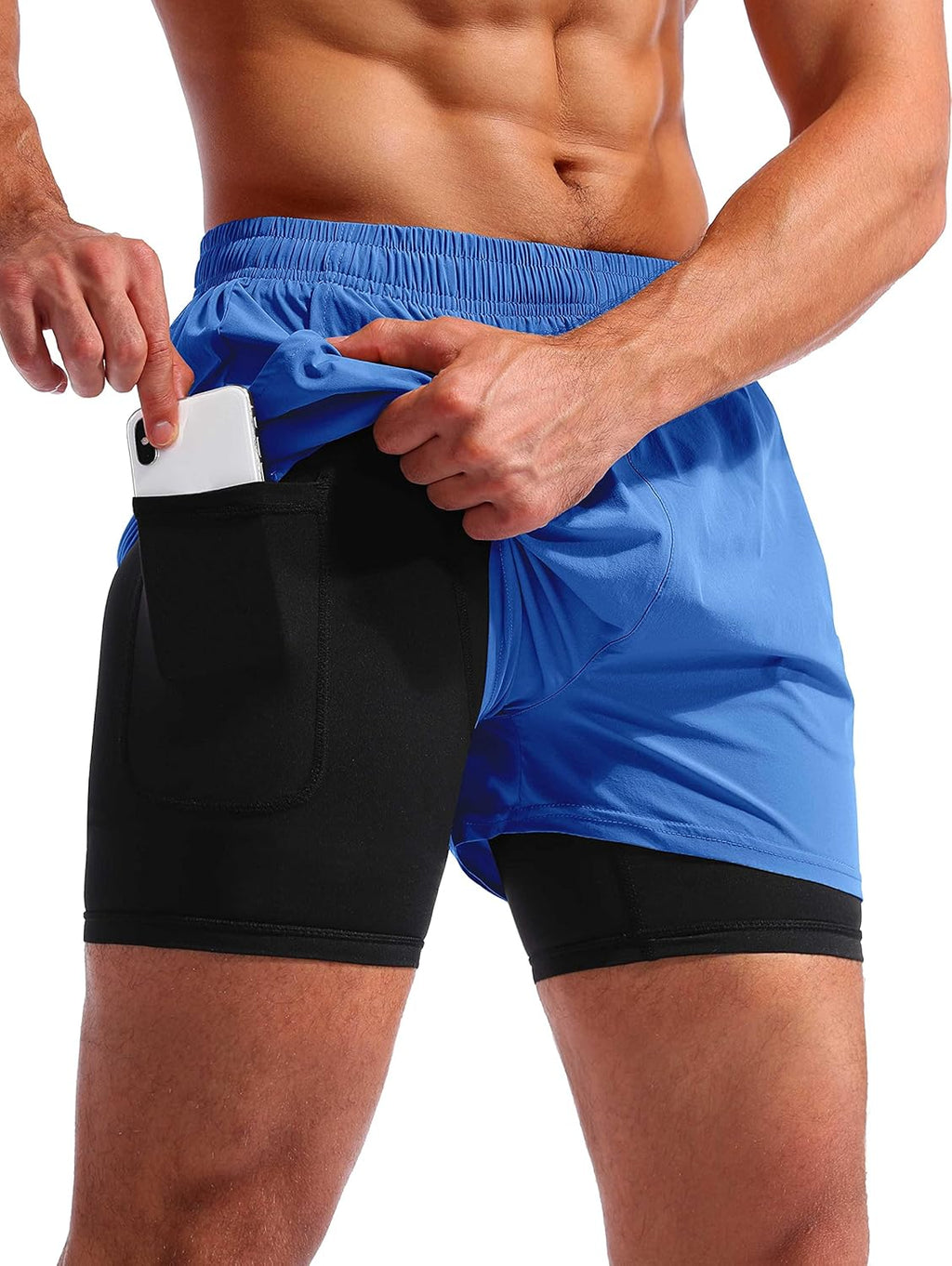 Men’S 2 in 1 Running Shorts 5"/7" Quick Dry Gym Athletic Workout Shorts for Men with Phone Pockets
