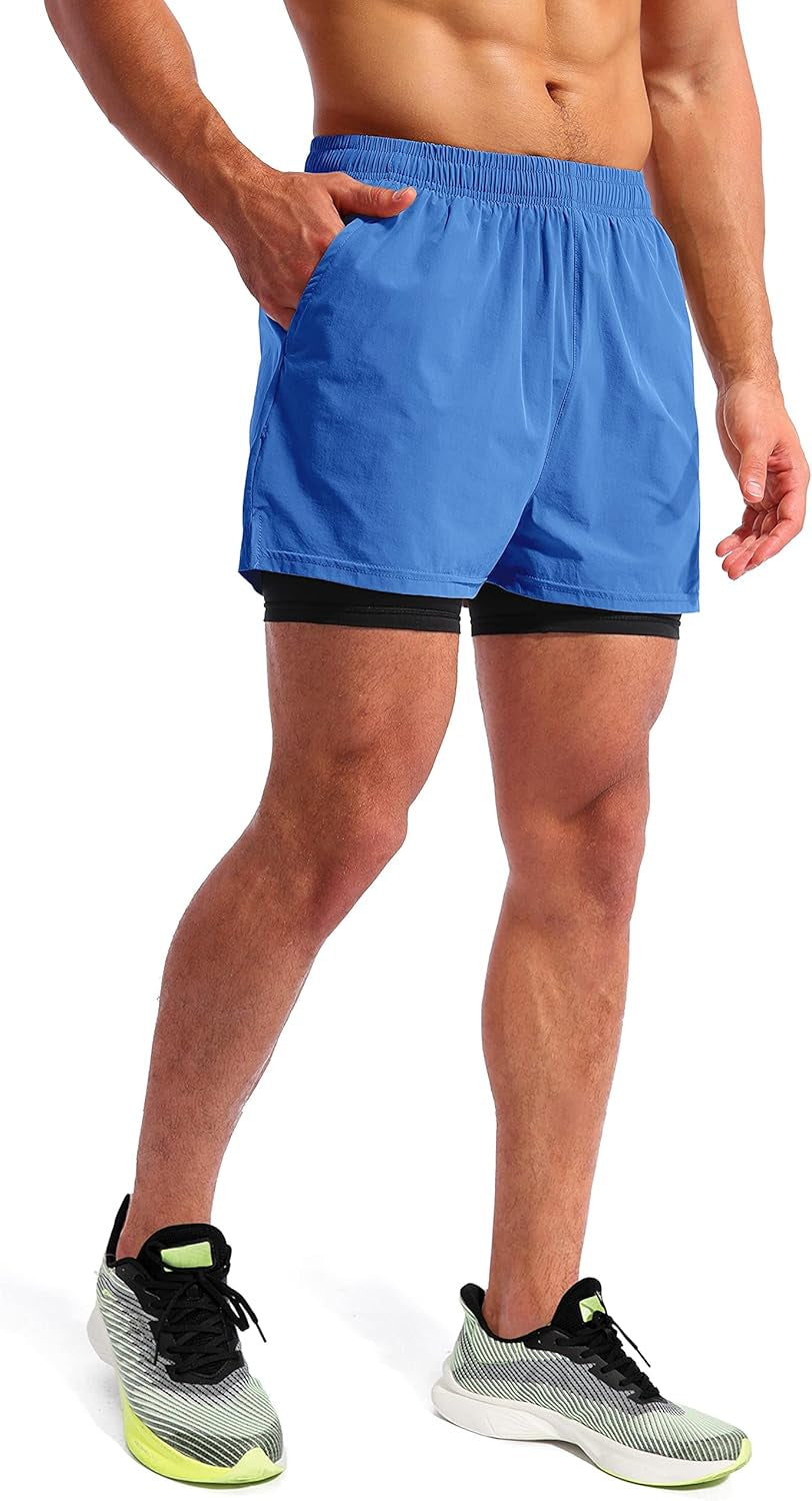 Men’S 2 in 1 Running Shorts 5"/7" Quick Dry Gym Athletic Workout Shorts for Men with Phone Pockets