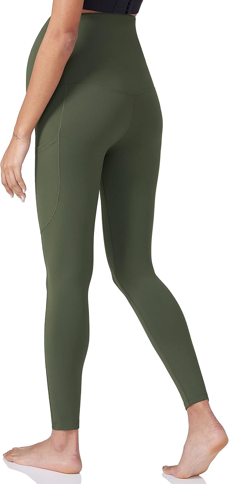 Women'S Maternity Workout Leggings over the Belly Pregnancy Yoga Pants with Pockets Soft Activewear Work Pants