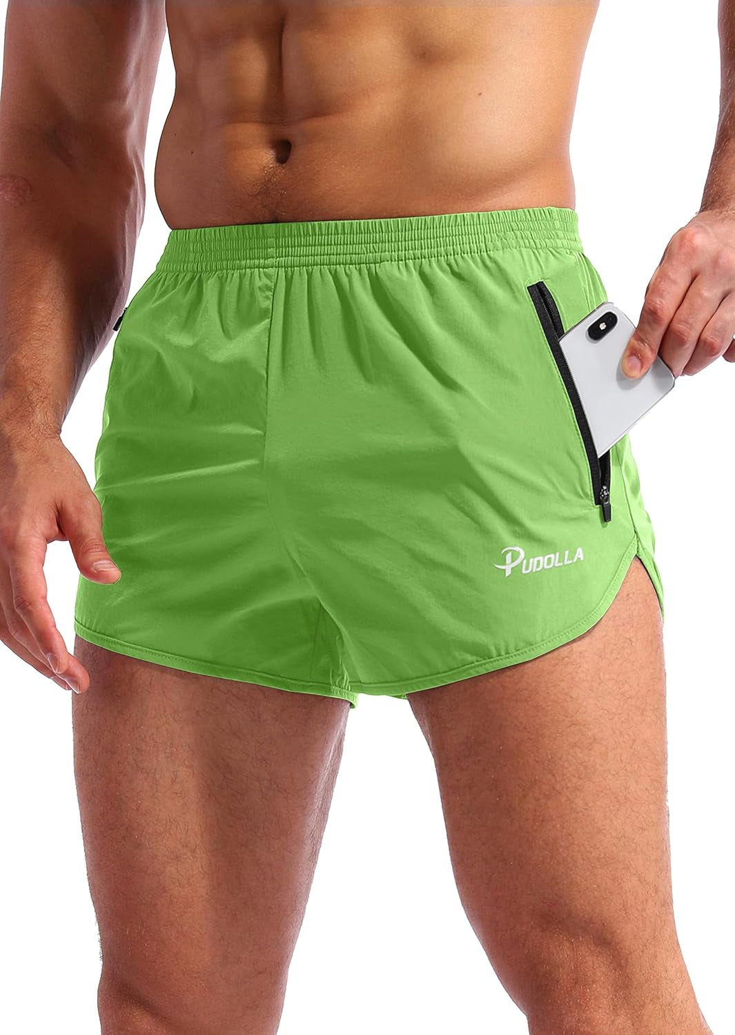 Men’S Running Shorts 3 Inch Quick Dry Gym Athletic Workout Shorts for Men with Zipper Pockets