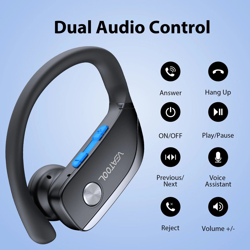 Wireless Earbuds Bluetooth Headphone Sport, Bluetooth 5.4 Earbud, 72Hrs Earphone with Earhook, Noise Cancelling Mic, IP7 Waterproof Headset for Workout/Running