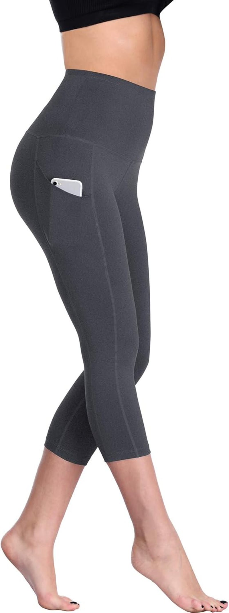 Women'S Tummy Control High Waist Capri Running Leggings Yoga Pants with Pocket