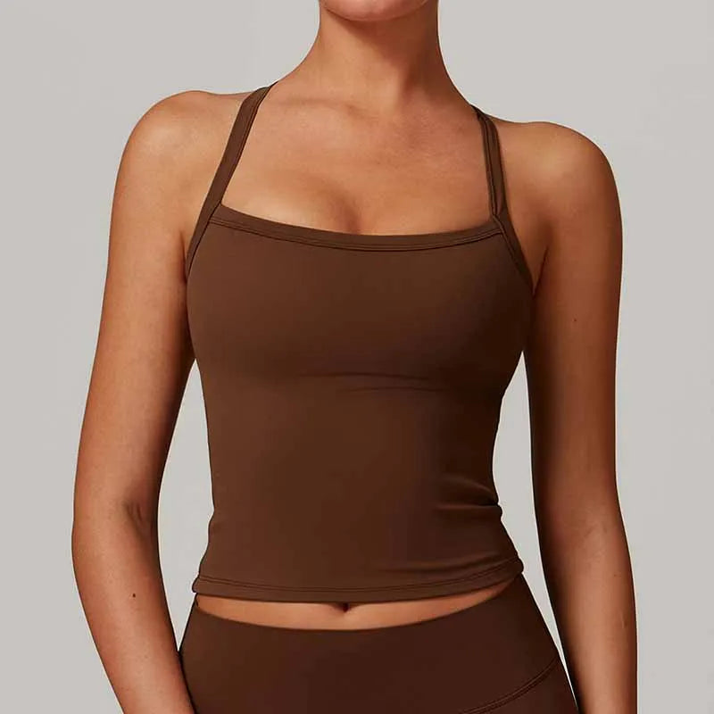 LuxeFlex Cami Tank – Seamless Spaghetti Strap Crop Top