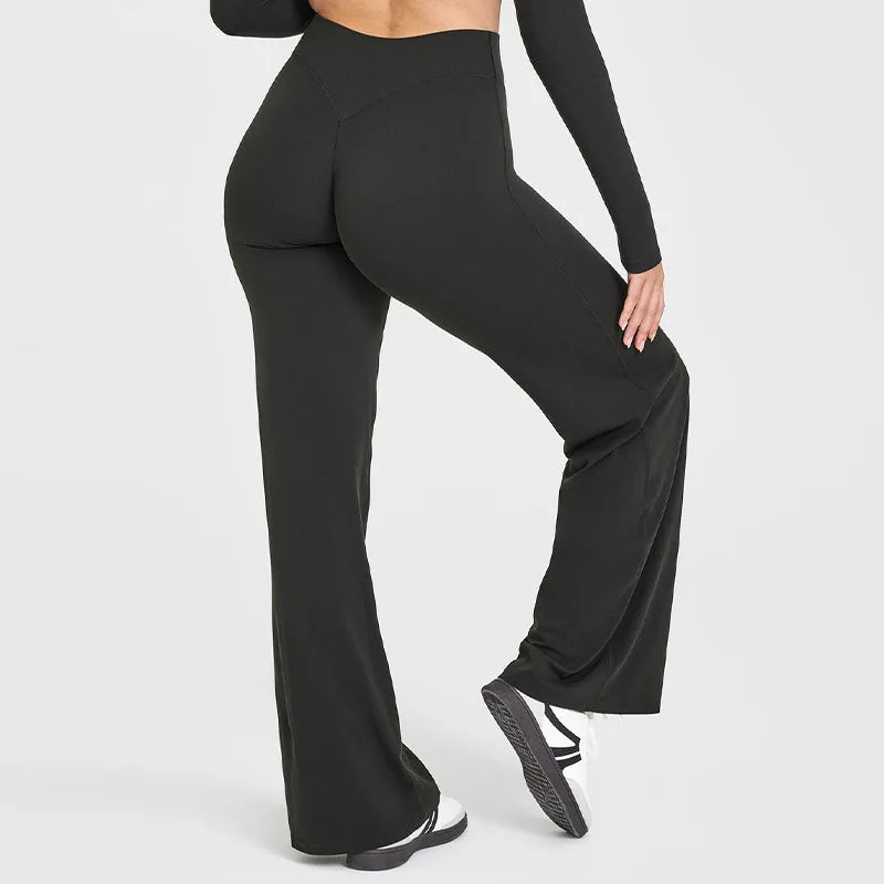 Casual Sports Fitness Straight-Leg Pants for Women Soft Breathable without Awkward Leggings Ties Yoga Wide-Leg Sports Pants