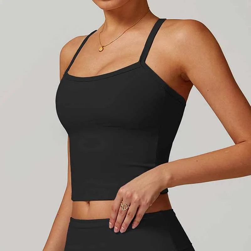 LuxeFlex Cami Tank – Seamless Spaghetti Strap Crop Top