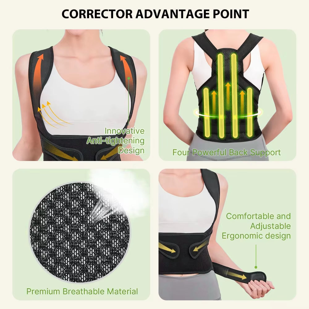 Back Brace and Posture Corrector for Men and Women, Back Straightener Posture Corrector Scoliosis & Hunchback Correction Support