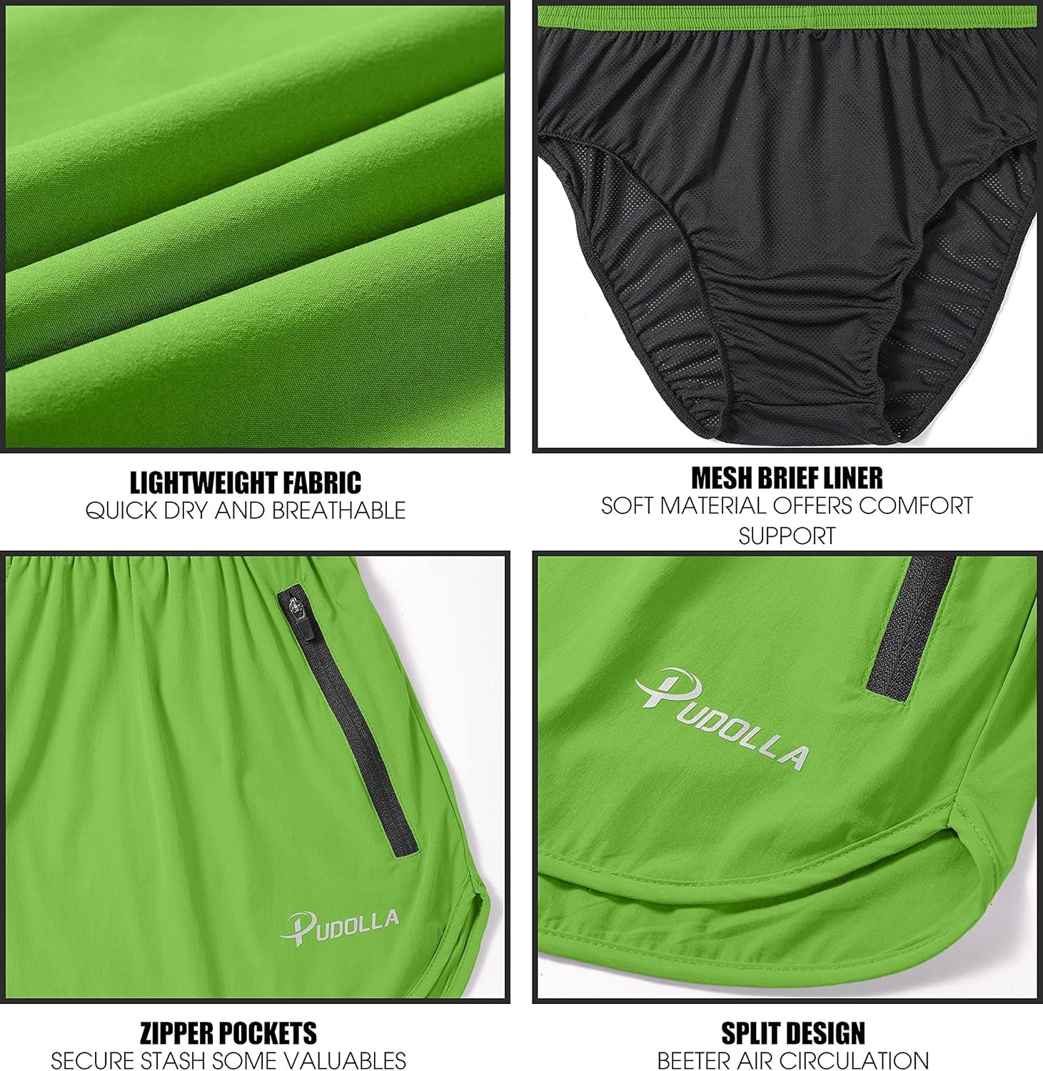 Men’S Running Shorts 3 Inch Quick Dry Gym Athletic Workout Shorts for Men with Zipper Pockets