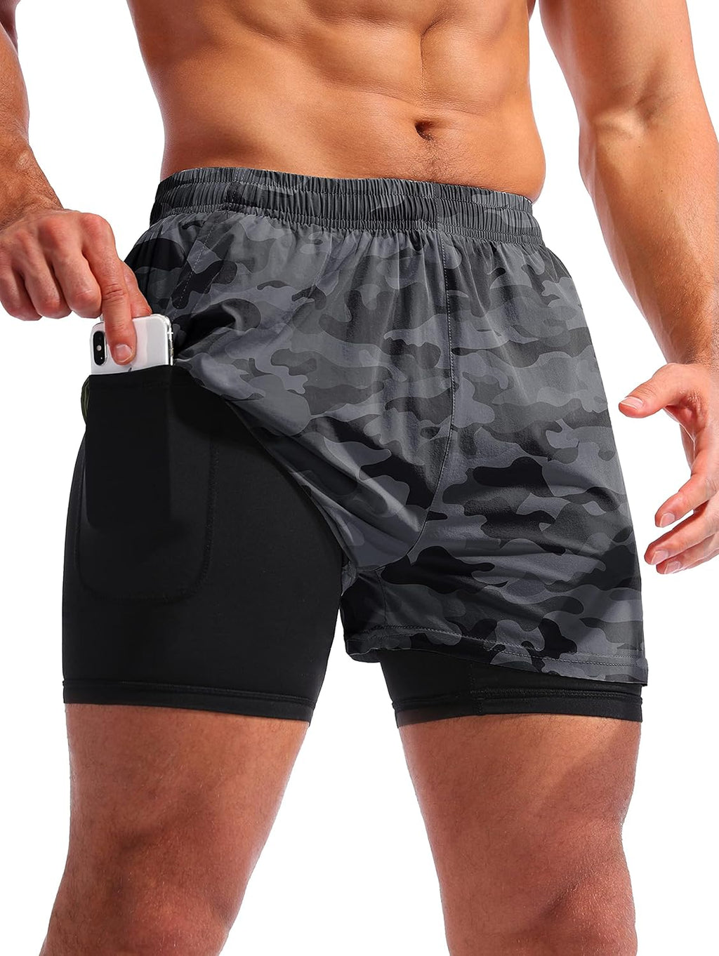 Men’S 2 in 1 Running Shorts 5"/7" Quick Dry Gym Athletic Workout Shorts for Men with Phone Pockets