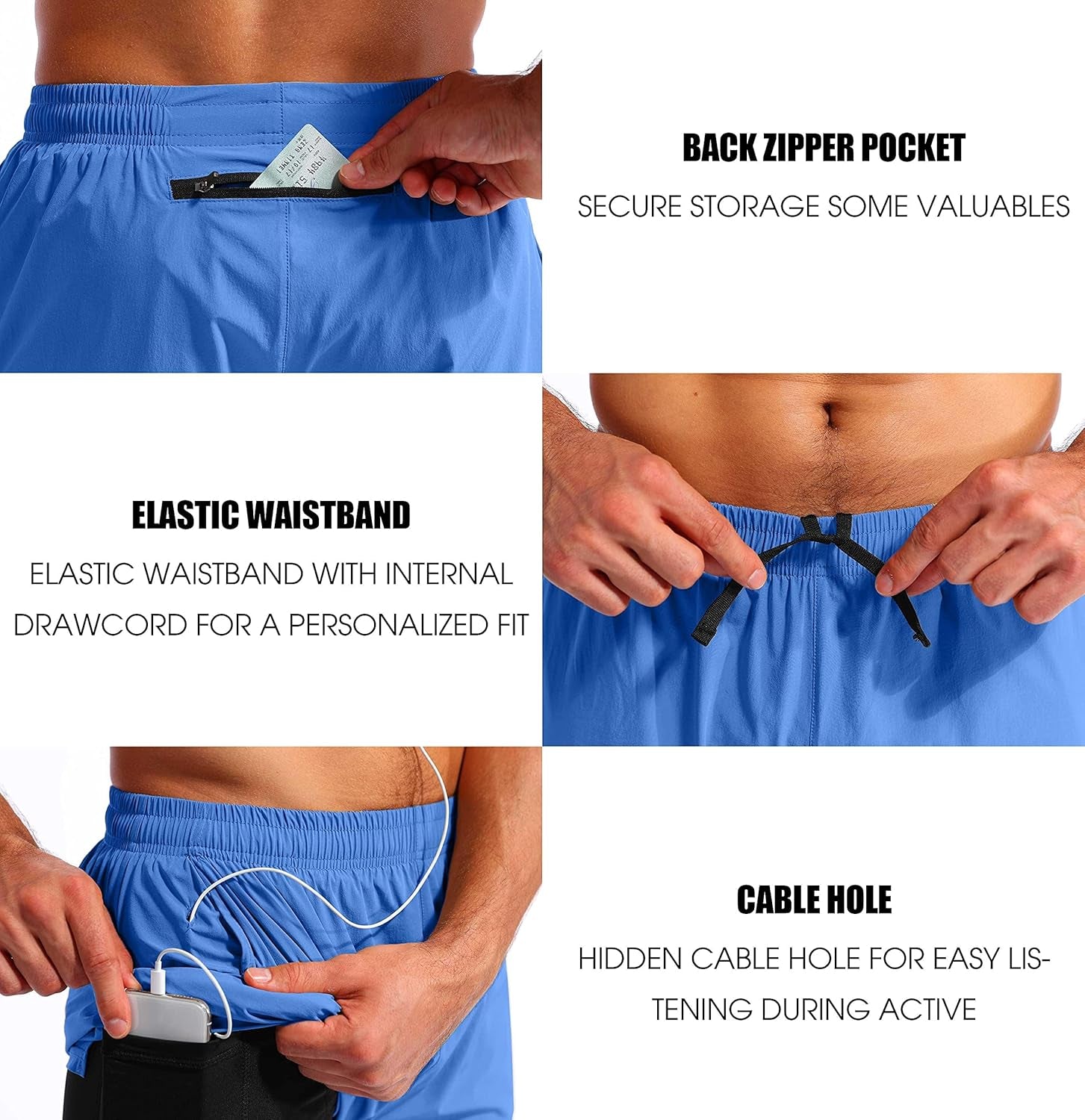 Men’S 2 in 1 Running Shorts 5"/7" Quick Dry Gym Athletic Workout Shorts for Men with Phone Pockets